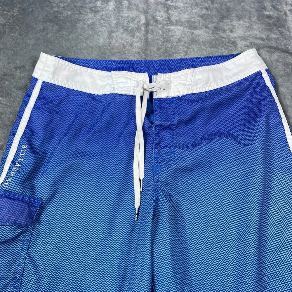 Billabong Boardshorts Mens 34 Blue Geometric Swim Trunks Beach Ombre Drawstring